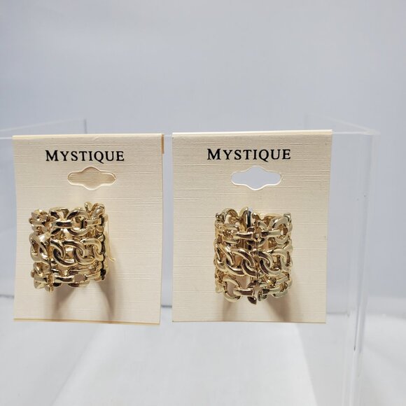 Mystique Gold-Tone Stretch Chain-Link Statement Rings – 2 for 1 Deal! - Picture 4 of 6